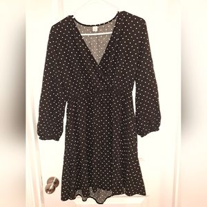 Old Navy Mini Dress Polka Dot V Neck Long Sleeve Size M Medium 8 10